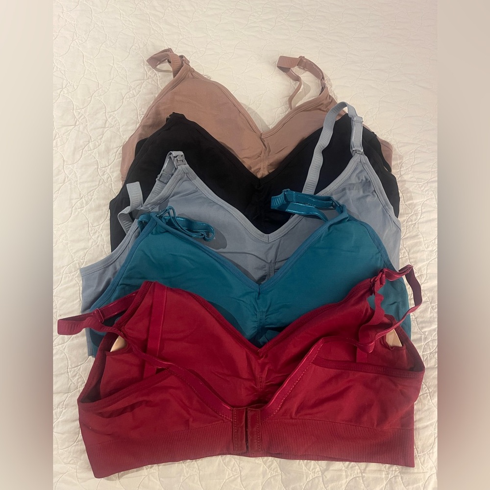 Set of 6 Nursing Wireless Bras in Assorted Colors Sz XL